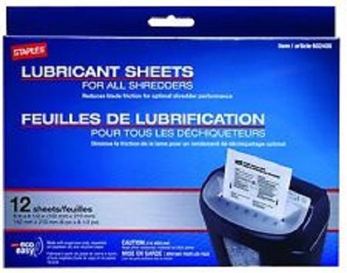 Staples Shredder Lubricant Sheets 12/pk, Shredder Sheets