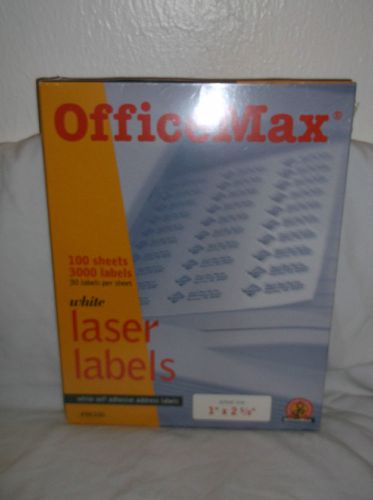 *NIP* OFFICEMAX~ 3000 WHITE SELF ADHESIVE ADDRESS LASER LABELS- 1&#034; X 2 5/8&#034;