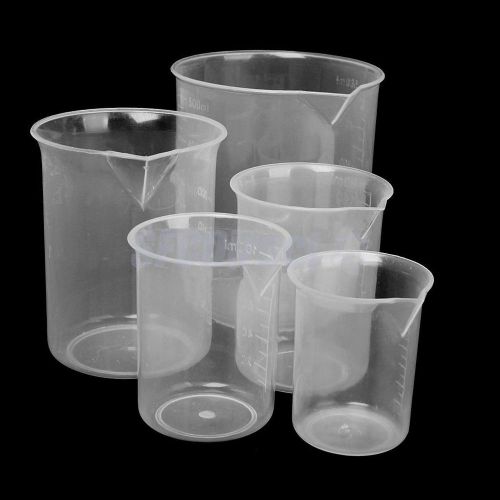 Lot 5pcs 50/100/150/250/500ml Kitchen Laboratory Measuring Graduated Beaker Cups