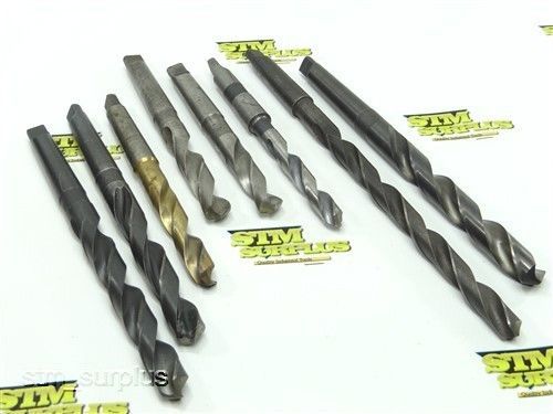 ASSORTED LOT OF 8 HSS 2MT TWIST DRILLS 17/32&#034; TO 3/4&#034; STANDARD CLE-FORGE F.B.