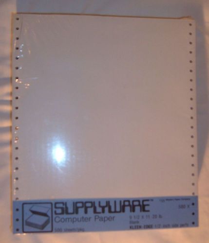 SUPPLYWARE CONTINUOUS FEED COMPUTER PAPER 500 SHEETS 9.5 X 11 TO 8.5 X 11 NEW