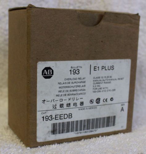 ALLEN BRADLEY 193-EEDB E1 Plus Overload Relay **NEW IN BOX**