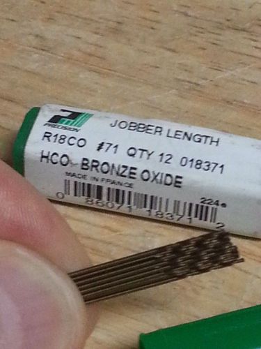 Precision twist drill 018371 jobber length drill  r18co drill bit size  #71 for sale