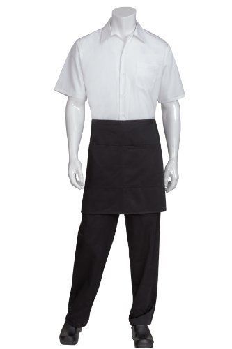 Chef Works AW004 Wide Half Bistro Apron  Black