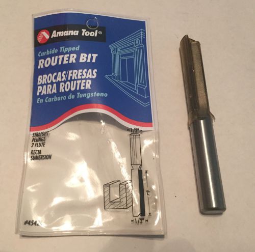 Amana #45426 Carbide Tipped Router Bit 1/2&#034; Shank 2 Flute 1/2&#034; Cutter x 2&#034; New