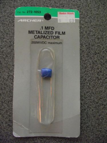 VINTAGE ARCHER .1 MFD METALIZED FILM CAPACITOR 200 WVDC MAX. UNOPENED 272-1053