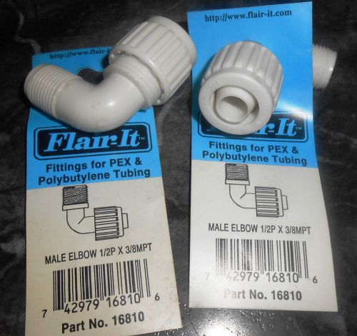 (12) FLAIR-IT MALE ELBOWS 1/2&#034; P 3/8&#034; MPT PEX POLYBUTYLENE TUBING FITTINGS 16810