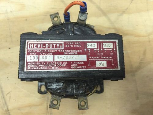 HEVI-DUTY D-78028 TYPE SZO CONTROL CIRCUIT TRANSFORMER 0.1 KVA 240X480 24 VOLT