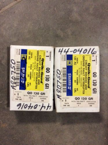 Lot of 2 Square D Qwik-Gard Q0-130-GFI Ser 2 Circuit Breaker And Ground Fault