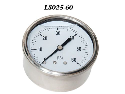 New Hydraulic Liquid Filled Pressure Gauge 0-60 PSI 1/4&#034; NPT Center Back Mount