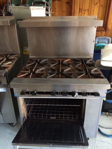 &#034;U.S. RANGE&#034; COMMERCIAL H.D. NATURAL GAS 6 BURNERS STOVE on CASTERS w/OVEN