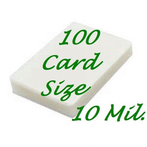100 Card Size Laminating Laminator Pouches Sheets  10 Mil  2-5/8 x 3-7/8