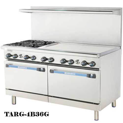 Turbo TARG-6B24G Range, 60&#034; Wide, 6 Burners (32,000 BTU), 24&#034; Manual Griddle Rig