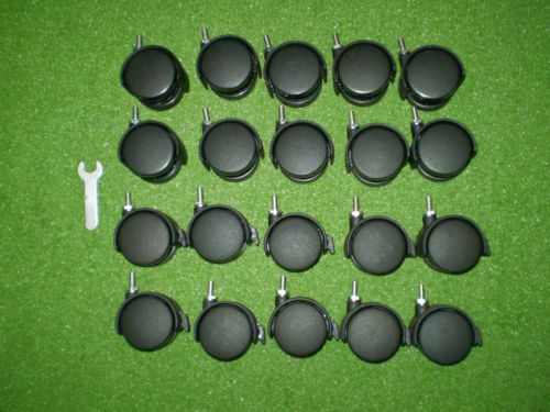 Lot of (20) -- Black 2&#034; Dual-Wheel Caster - Frition Grip Stem