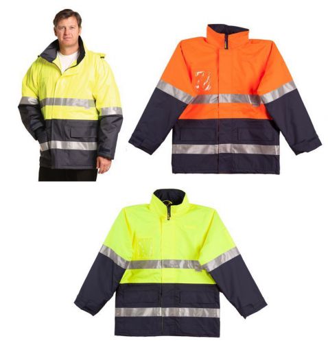 Hi-vis long line jacket polar with fleece lining work wear rain proof waterproof for sale