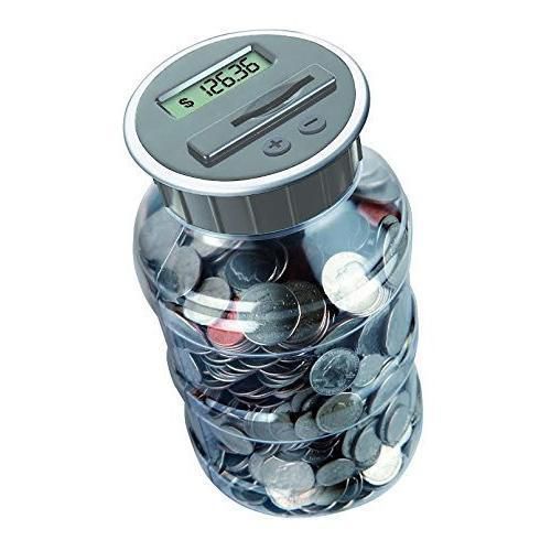 Digital coin bank savings jar by de - automatic coin counter totals all u.s. new for sale