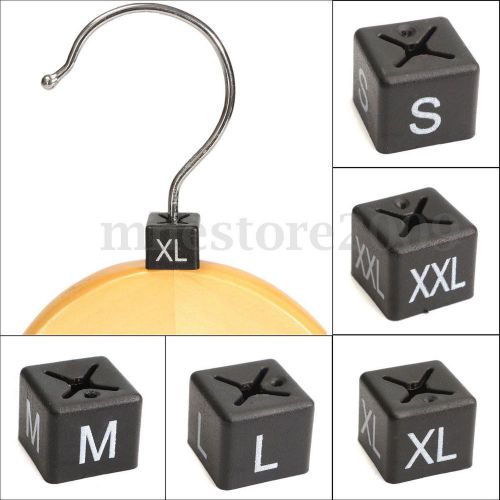 50Pcs Plastic Clothes Hanger Size Cubes Unisex Sizes Markers Garment Tags Labels