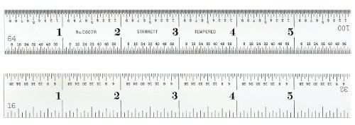 Starrett c607r-6 spring tempered steel rule with inch graduations, 6&#034; length, for sale