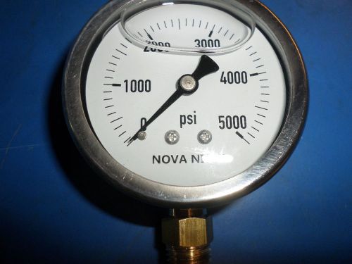 2 1/2&#034; OIL FILLED  0-5000 PSI PRESSURE GAUGE  1/4&#034;  NPT BOTTOM MOUNT