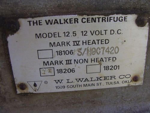 CENTRIFUGE ,W. L. WALKER. PUMPER, GUAGER CENTRIFUGE