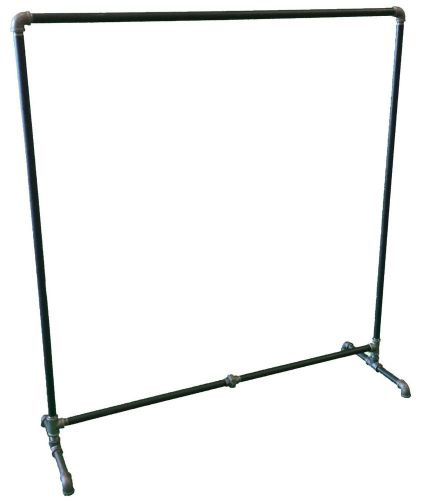 CLOTHING GARMENT RACK - INDUSTRIAL RETAIL STORE FIXTURE RACK - BLACK PIPE RACK