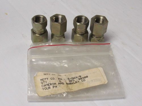 NEW LOT OF 4 PARKER FEMALE STRAIGHT SWIVEL COUPLER COUPLING 6-G6X-S 6G6XS