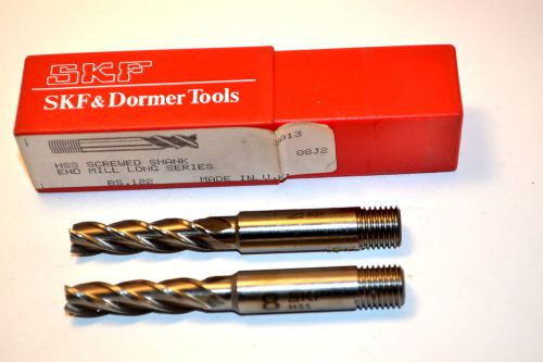 2 nos skf dormer 8mm 4 flt hss xlong end mill oal 3-1/8&#034; 10mm screw shank wr3a12 for sale