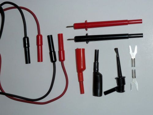 Multimeter VOM Modular Test Lead Kit Probes Insulated Alligator - Hook Clips