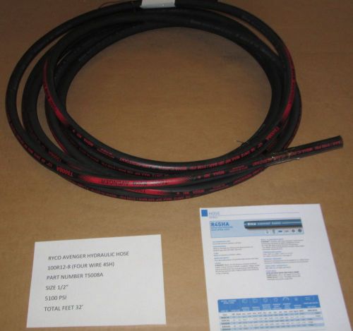 RYCO HYDRAULIC HOSE 100R12-8 1/2&#034; AVENGER T5008A FOUR WIRE 32 FEET