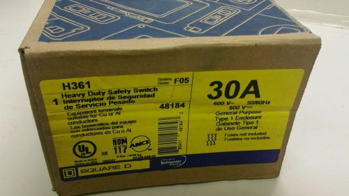 SQUARE D H361 HEAVY DUTY SAFETY SWITCH 30A 600V 50/60Hz ***NIB***