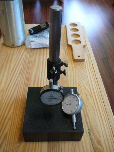 Granite check stand comparator base, surface plate &amp; (2)  dial indicators 6x6 for sale