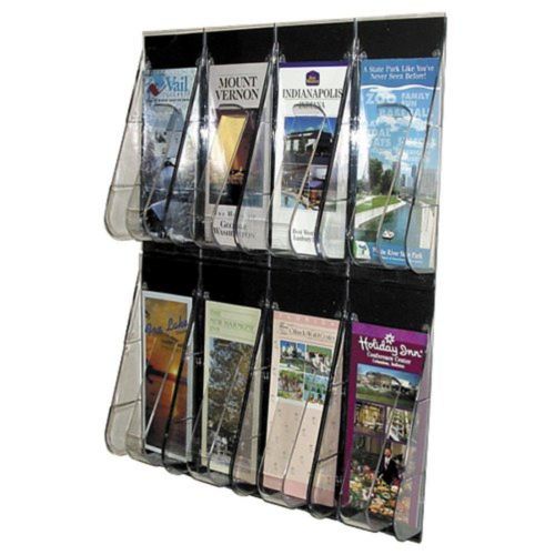 Deflecto 56201 pamphlet wall rack, 8-pockets, 18-1/4&#034;x23-1/2&#034;, clear plastic for sale