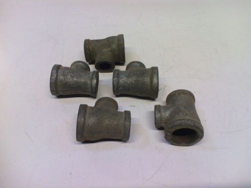 1&#034; x 3/4&#034; x 1/2&#034; galvanized reducing tee, lot of 5 for sale