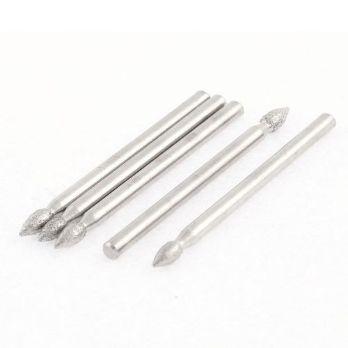 Alloy Grinding Diamond Mounted Bits Silver Tone 3mm Shank 45mm Long 5Pcs