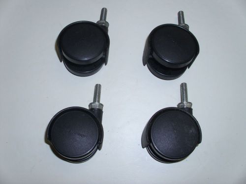 4 black shepherd swivel 2&#034; twin wheel caster w/ 5/16&#034; x 1&#034; coarse threaded stem for sale