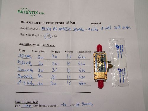 RF Power Amplifier 350MHz - 1.2GHz 1 Watt 30dB MITEQ