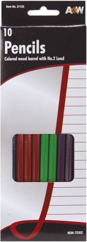 Wood Pencils No.2 10/Pkg-Assorted Colors 079184311233