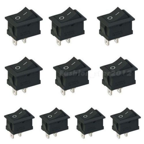 10x Black Snap-in On/Off Rocker Switch 2 Pin 6A 10A 12V 110V 250V AC FHCG