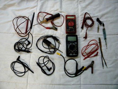 Lot of 14 Mixed Test Accessories + 2 MultiMeters ~ leads~probes~adapters ~