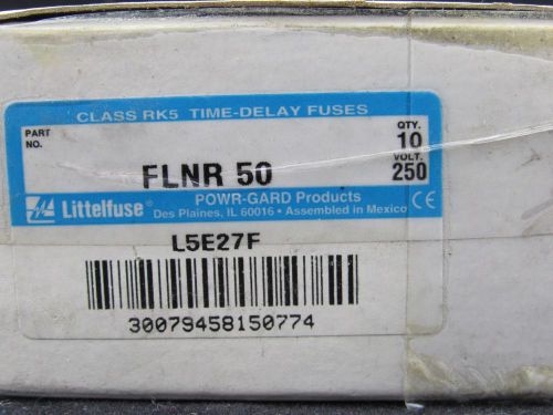 Littelfuse Time Delay Fuses, Class RK5, FLNR 50 250 Volt, Lot of 10