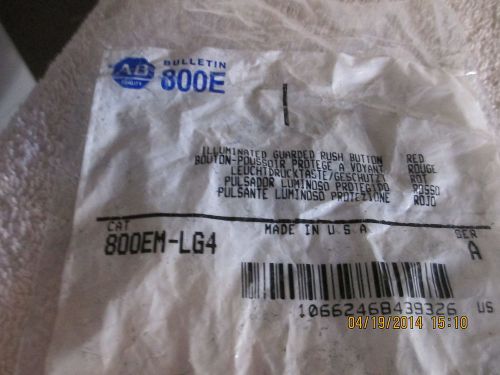 ALLEN BRADLEY 800EM-LG4  ILLUMINATED GUARDED RED PUSHBUTTON