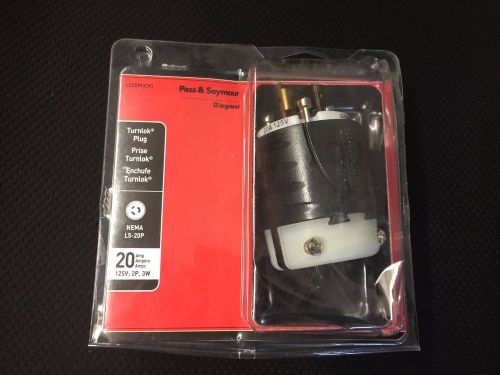 *NEW* PASS &amp; SEYMOUR  L520PCCV3 20 AMP 125V AC, TURNLOK PLUG  2POLE 3WIRE