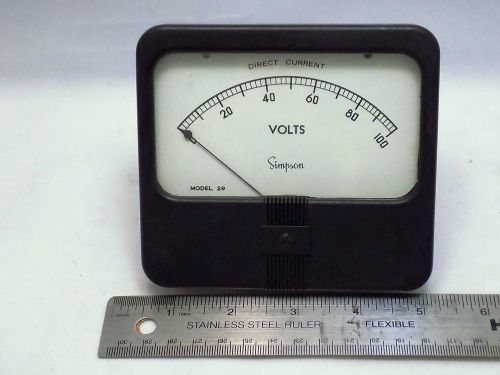 Simpson 100vdc Full Scale Deflection Model 29 Panel Meter Lot 32