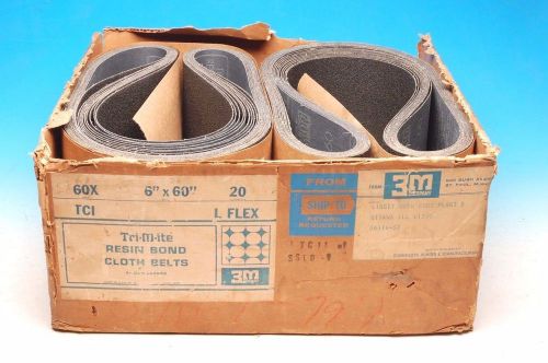 3M TRI-M-ITE RESIN BOND CLOTH L FLEX SANDING BELTS 6&#034; X 60&#034; (20 SHEETS) 60 g NEW