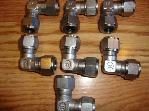 (7) NEW HOKE 8LU316 GYROLOK 316SS 1/2&#034; TUBE UNION ELBOWS