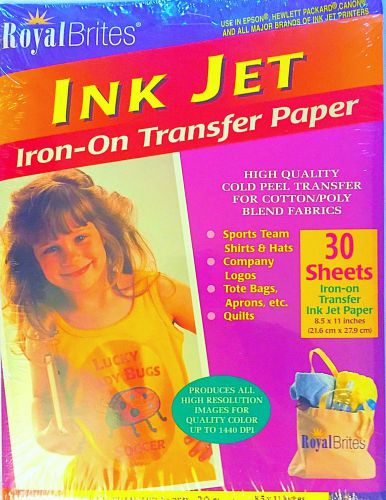 Royal Brites Inkjet Iron-On Transfer Paper (30 Sheets, 8.5 x 11) Light Fabrics