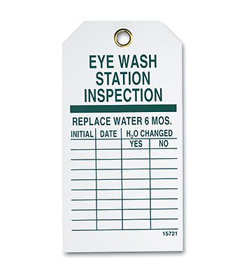 5-3/4&#034; x 3&#034; eye wash station inspection tag with tie (5 tag) for sale
