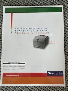 TEKTRONIX PHASER 840/850 PREMIUM TRANSPARENCY FILM 8.5X11 15 SHEETS plus 15extra