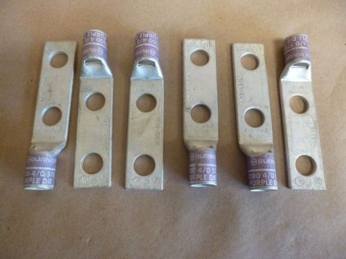 BRUNDY YA282LN , 2 HOLE, 4/0 AWG, 1/2&#034; LUG, COMPRESSION LUGS 6pcs , SHORT BARREL