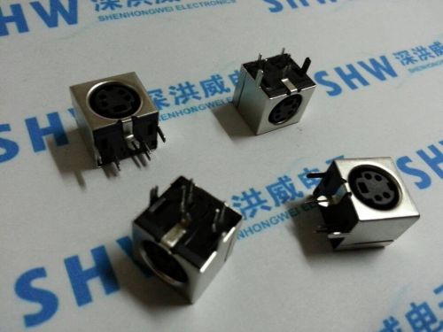 10PCS PS2 socket 4P black shielded S-Video socket Connector